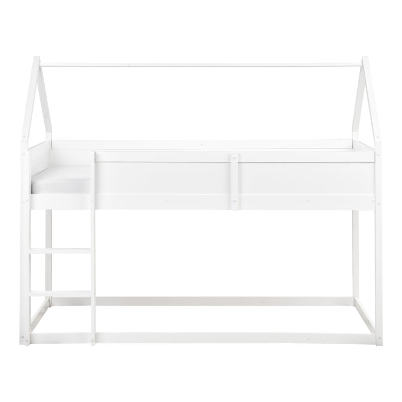 Mid Sleeper Bed House Wood DIENNE 90 x 200 cm (EU Single), White