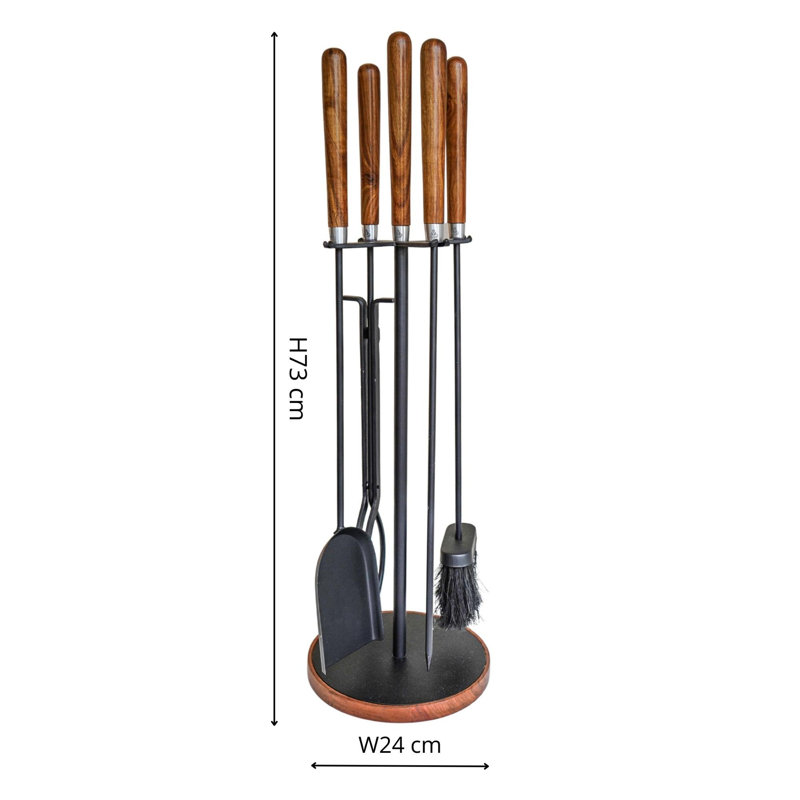 Wooden Handle Round Companion Set H73cm W24cm