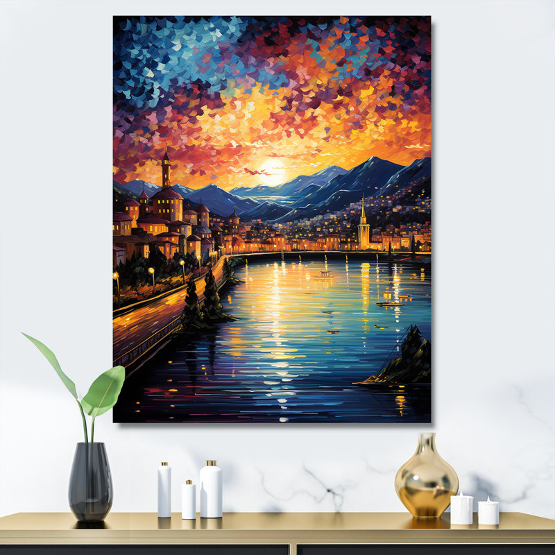 «Starry Night Over The Rhone In France I - Vangogh», art mural, Toile tendue, H 32 po x l 16 po x P 1 po