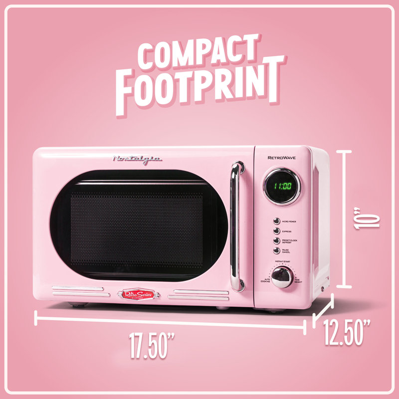 Nostalgia 0.7 Cubic Feet Countertop Microwave, Pink