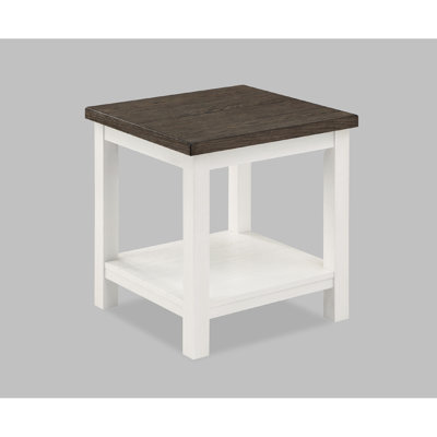 Table de bout carrée ultra-moderne en bois brun et blanc, pour le salon