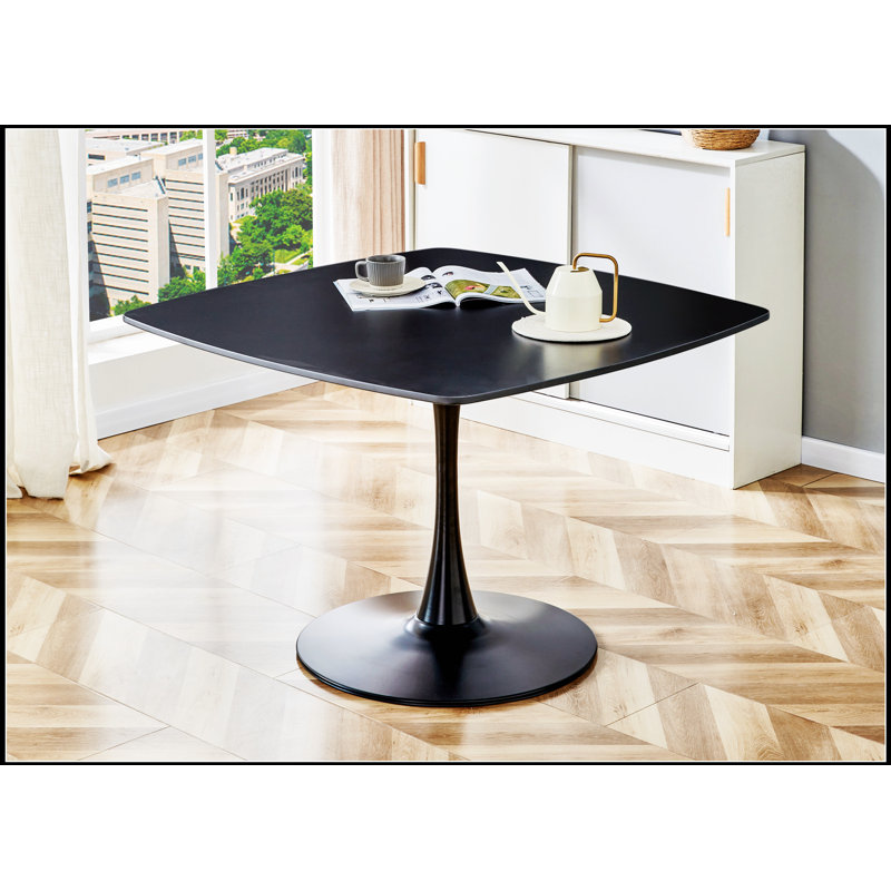 Table de salle à manger Mid-Century moderne avec plateau rond en panneau de fibres à densité moyenne, polyvalente pour les repas et les loisirs