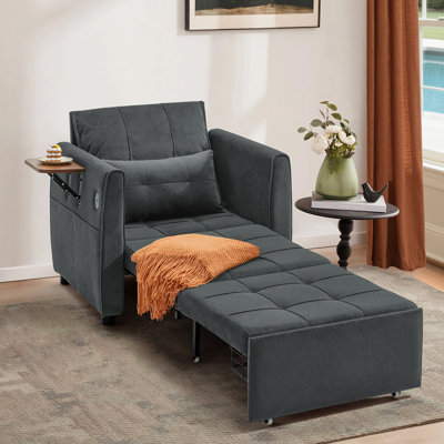4-In-1 Convertible Sleeper Sofa Bed For Adults – 90" Extra Long Pull-Out Bed With Wing Table, USB Charging & Storage