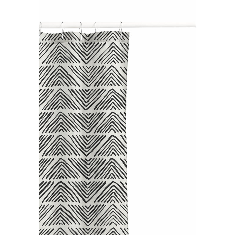 Chev Wave Stripe Ultra-Thin Lightweight Shower Curtain, Ivory/Charcoal