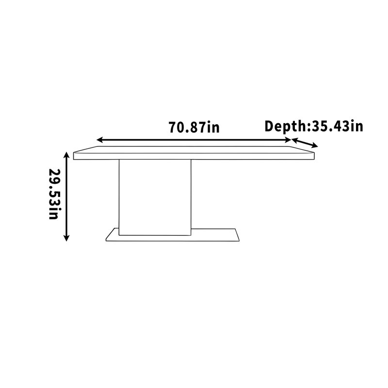 Bureau rectangulaire simple pour le bureau ou la maison, Wengé, H 29,53 po x l 70,87 po x P 35,43 po