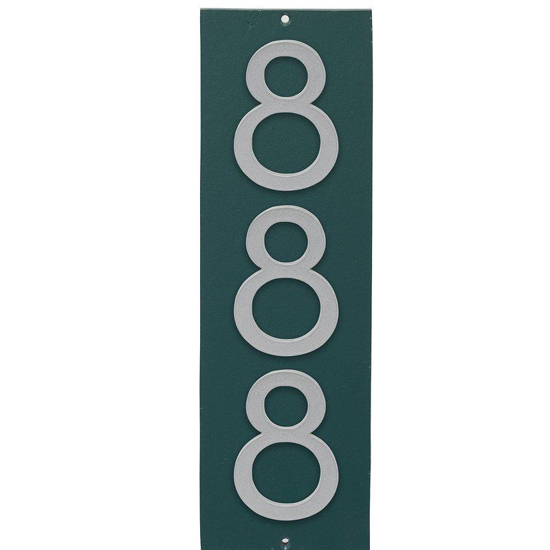 Plaque d’adresse murale sur 1 ligne flottante, Vert forêt, Argent
