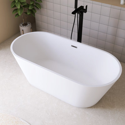 63'' Acrylic Freestanding Soaking Bathtub In Gloss White Finish