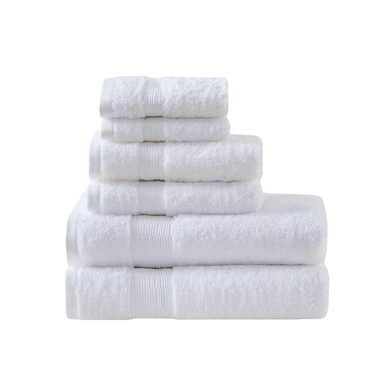 Ensemble de serviettes 6 pièces en coton égyptien, Blanc
