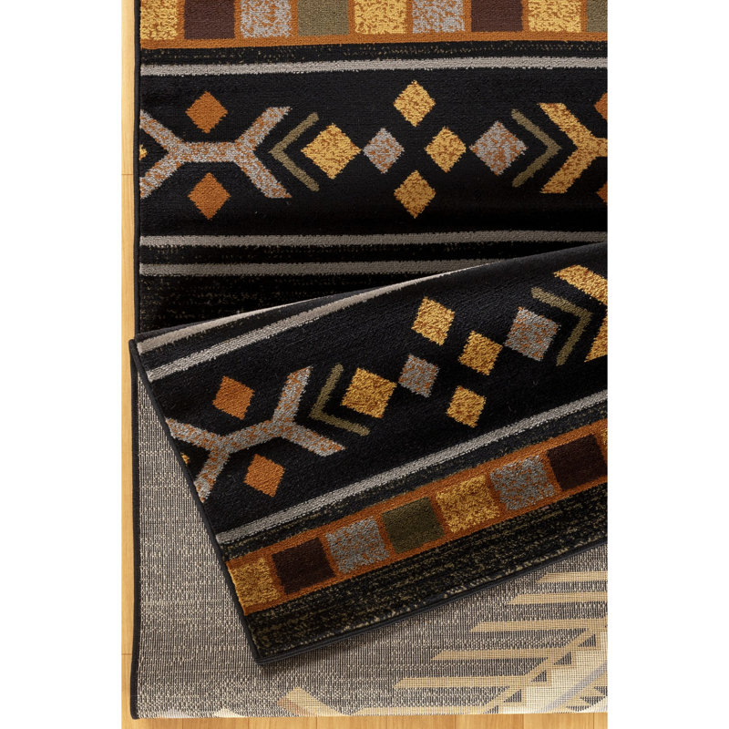 Area Rug, Tribes Gcyls4001, Black, 2.58 Ft X 7.25 Ft, Polypropylene, Stain , , For Dressing Room Gcyls4001 Stain-, Soft And Eye-Catching