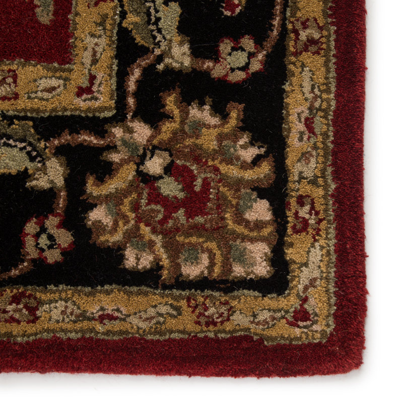 Tapis rouge / or / brun clair en laine touffeté à la main Barrios, Rond 10 pi
