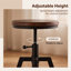 Ensemble de 2 tabourets de bar industriels à hauteur réglable, tabourets pivotants ronds en bois massif avec base en fer noir mat, tabourets de comptoir à hauteur réglable en spirale pour îlot de cuisine, bar et loft