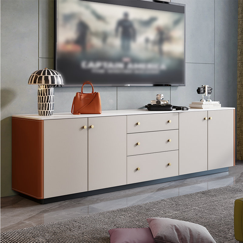 Meuble télé haut de gamme léger et luxueux, Orange / gris clair, 86.61"