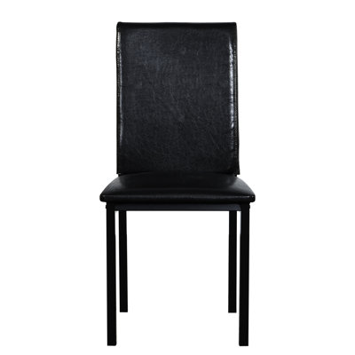 4 sièges de salle à manger, cadres en métal, revêtement en vinyle brun foncé, résistance de soutien de 250 lb, conception industrielle moderne, projet d'assemblage facile, rembourrage doux pour le confort, coussins de protection ergonomiques en métal