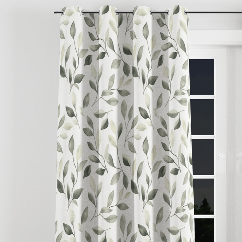 Rideaux en velours abstrait - 1 rideau à œillets Modern Sage Drift, 52" W x 63" L, Œillets argentés
