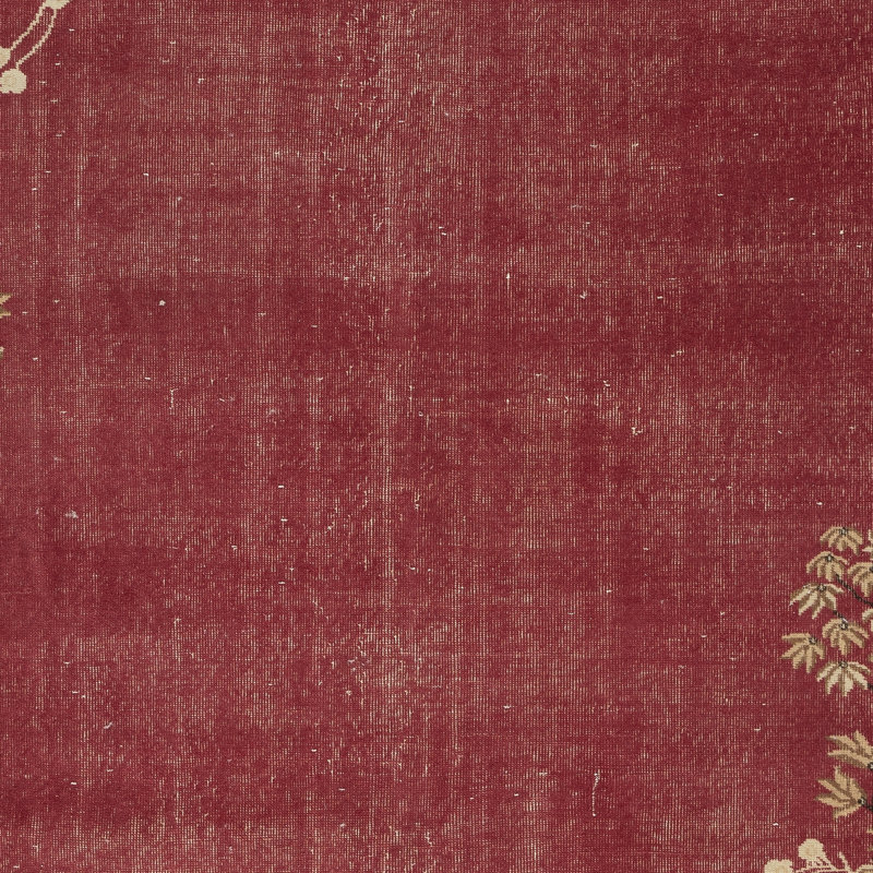 Tapis rouge noué à la main 6,6 x 9,5 pi Art déco rétro chinois