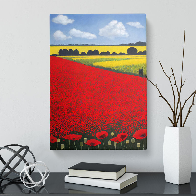 Sterger Poppy Flower Field Landscape Vol.1 - Wrapped Canvas, 50cm H x 35cm W x 3cm D