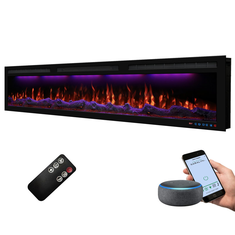 Beldin WiFi-Enabled 88 inches Electric Fireplace with Alexa or App, 17.71'' H X 72'' W X 5.96'' D