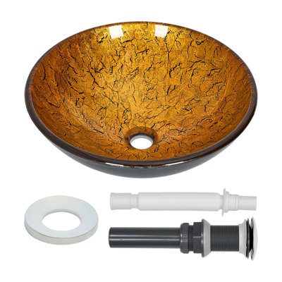 Belfry Bathroom 420 mm L x 420 mm W Gold Tempered Glass Circular Sink