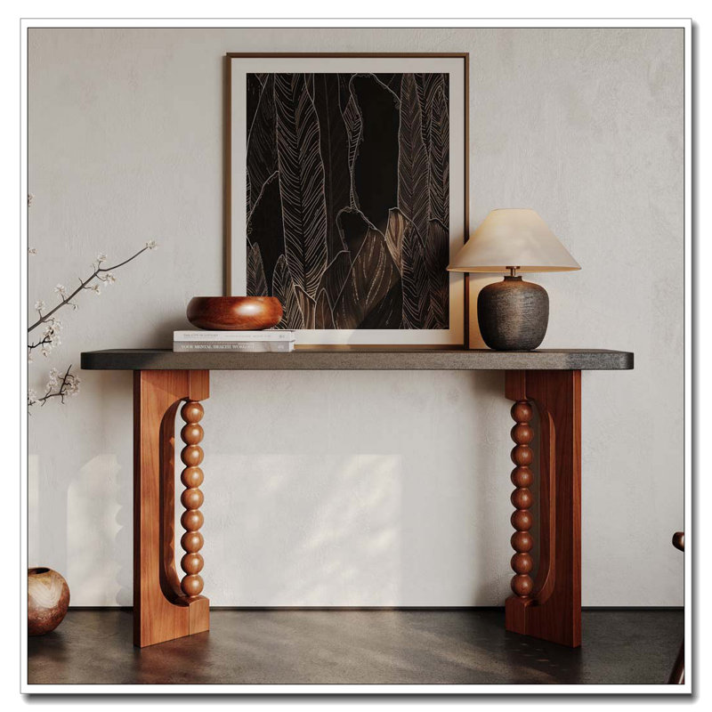 59'' Console Table Long Wood Sofa Table Behind Couch Table