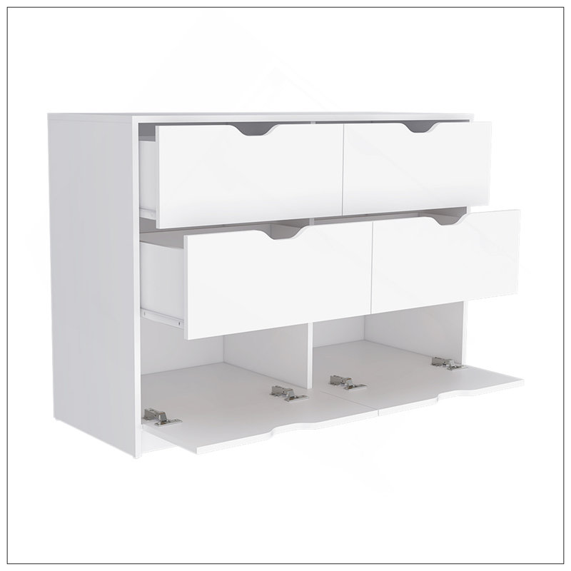 Commode 4 tiroirs, finition blanche, Blanc