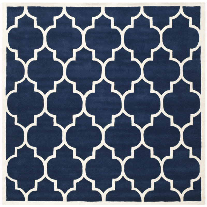 Carolene Hand Tufted Wool Geometric Rug, Square 4'
