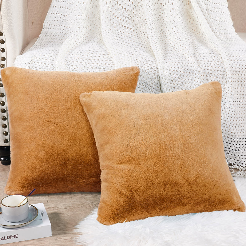 Faux Fur Pillow Cover, Burnt Orange