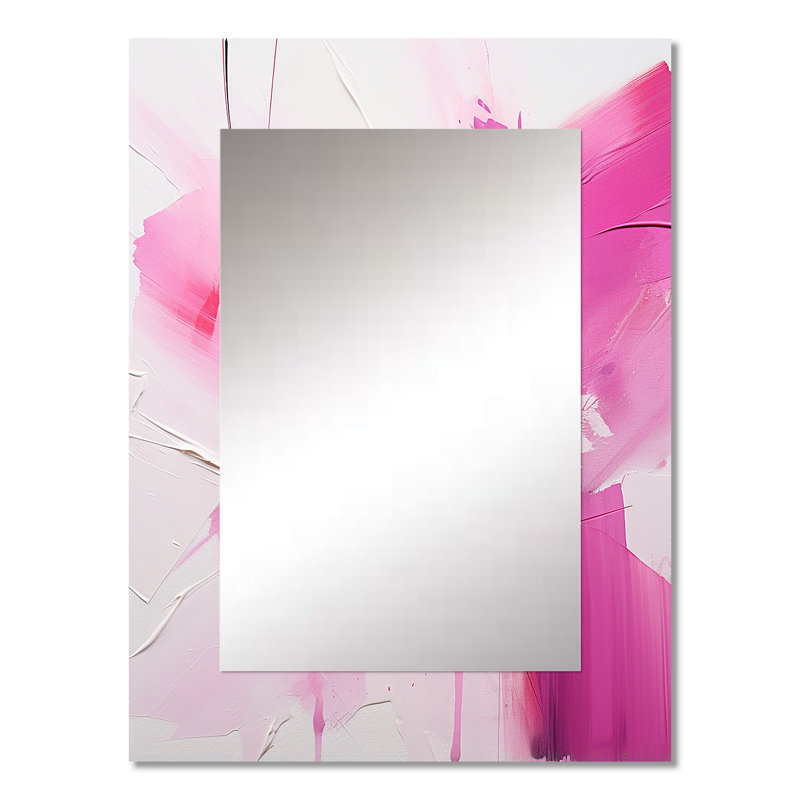 Or et mauve abstrait Fusion III - miroir décoratif fuchsia, miroir mural traditionnel, impression d'art en métal