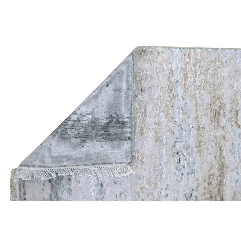 Tapis blanc / rose / bleu unique de 2 pi 6 po x 10 pi 3 po