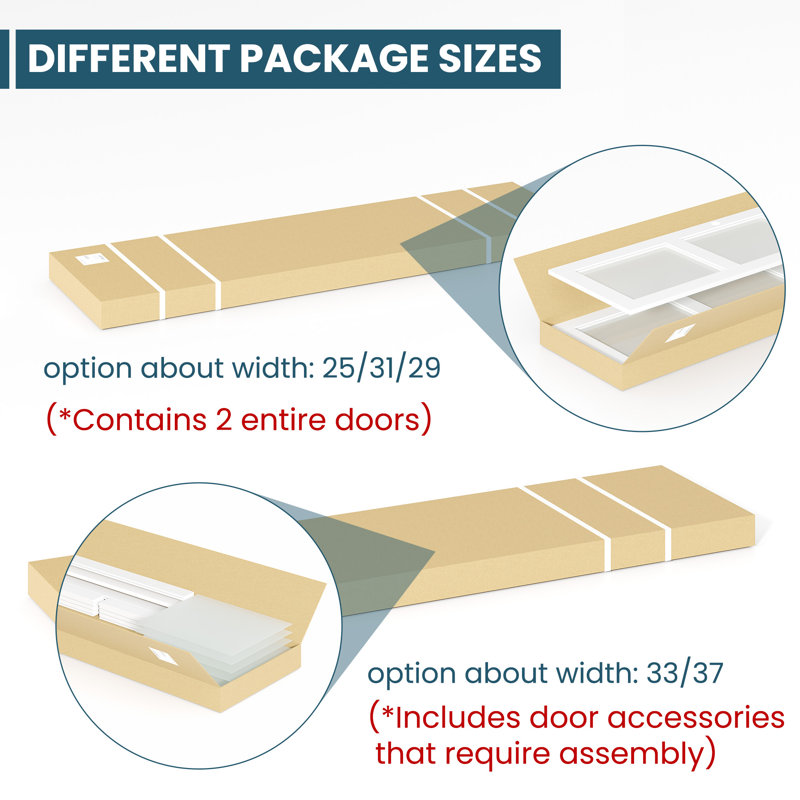 Frosted Glass and Solid Manufactured Wood Sliding Closet Doors with Installation Hardware Kit, 60" x 80"
