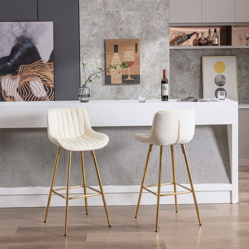 Ensemble de 2 tabourets de bar avec tabouret de comptoir en velours chromé