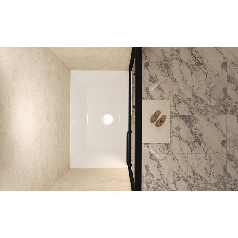 Portes de douche coulissantes en verre, semi-sans cadre, verre trempé Sgcc de 1/4 pouce, poignée en acier inoxydable, verre trempé, facile à nettoyer