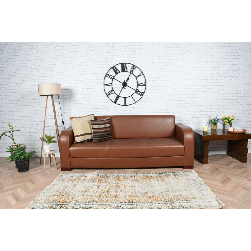Tapis turc vintage fabriqué à la main en orange et crème pour un décor intérieur de style bohémien