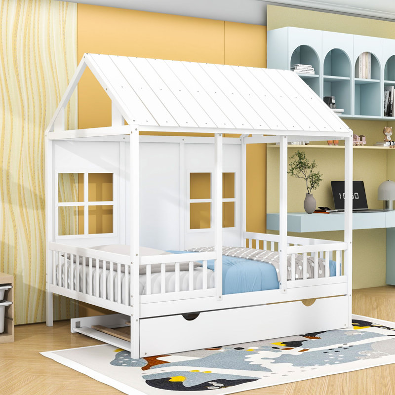 VillaGrove Kids Twin Daybed with Trundle, White, Full