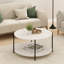 Table basse Furinno Besi moderne à 2 niveaux avec pieds robustes en métal, noir-769158743