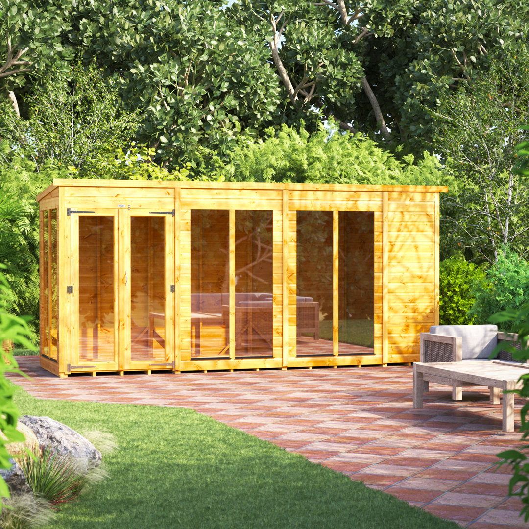 Powersheds 14 x 4ft Timber Tongue & Groove Pent Summerhouse