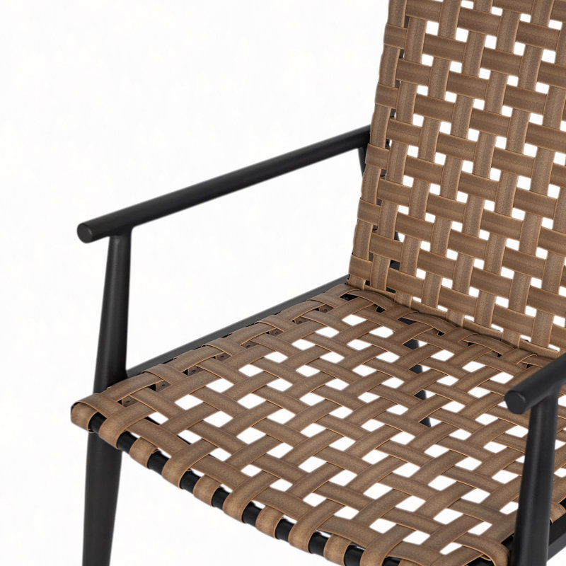 Outdoor Chat Set: 2 PE Rattan Chairs + Black Steel & Tempered Glass Side Table – Durable
