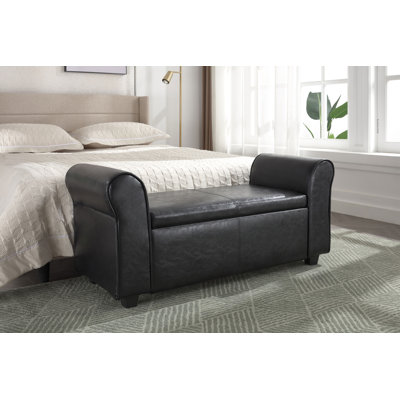 Audris Faux Leather Storage Ottoman Bench