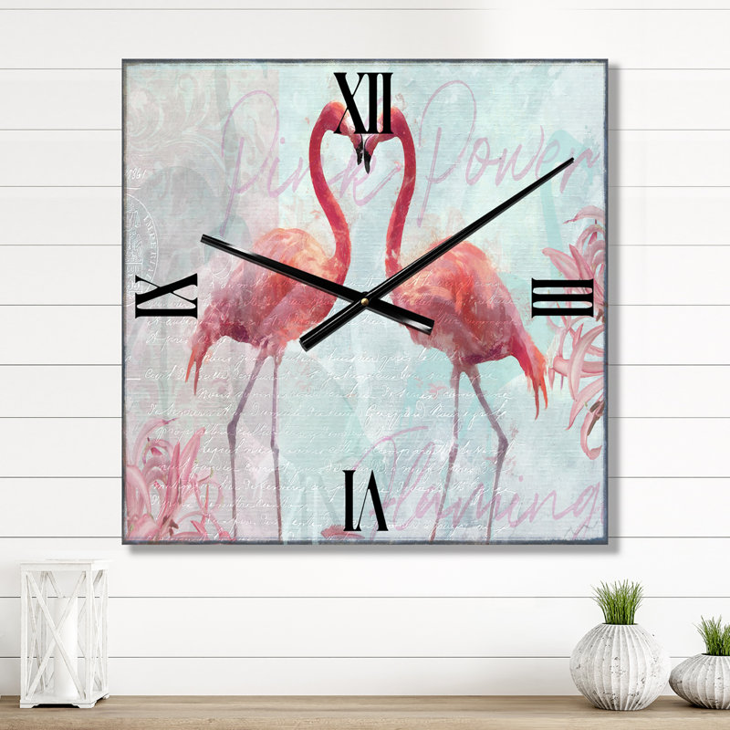 Très grande horloge murale Flamingo Power, Grand