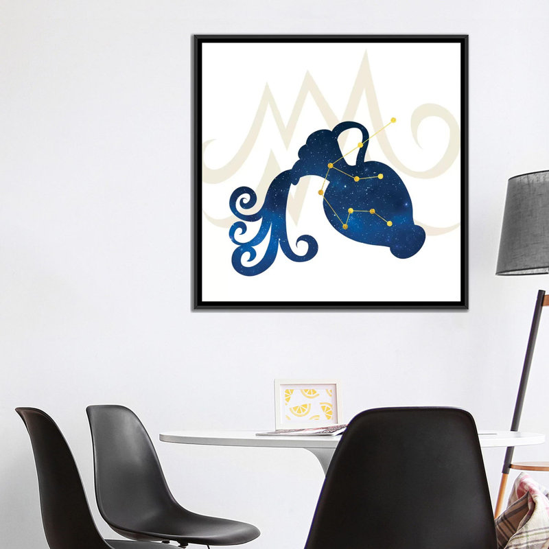 « stars of aquarius », impression sur toile tendue, H 26 po x l 26 po x P 1,5 po, Toile avec cadre noir, Pas de tapis