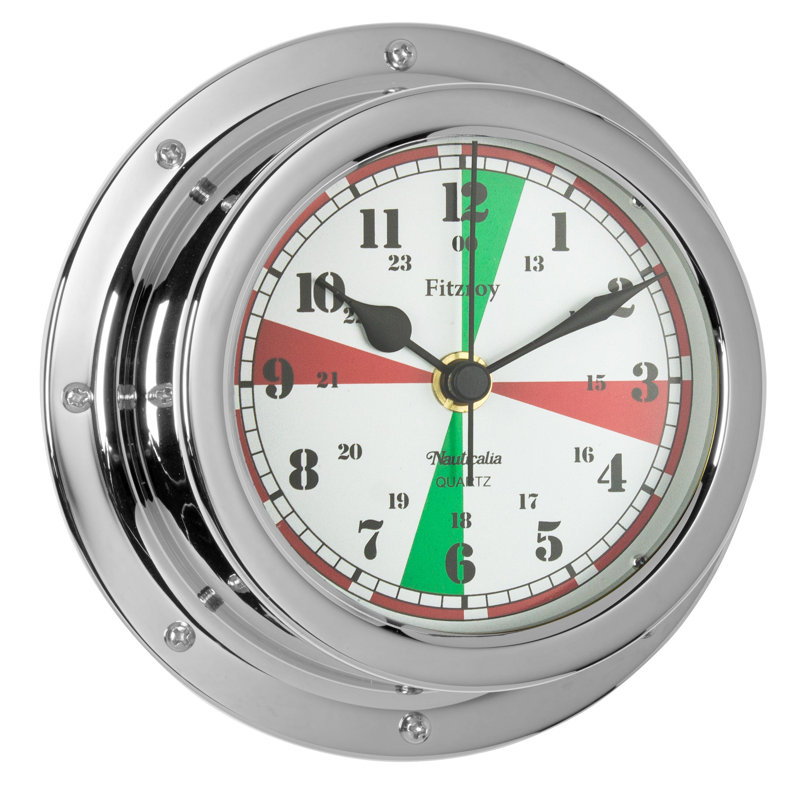 Fitzroy Analogue Metal Quartz Movement / Crystal Tabletop Clock, Chrome
