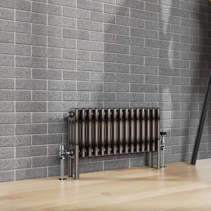 Dow Horizontal Traditional 3 Column Radiator Raw Metal, 30cm H x 69.5cm W x 10cm D