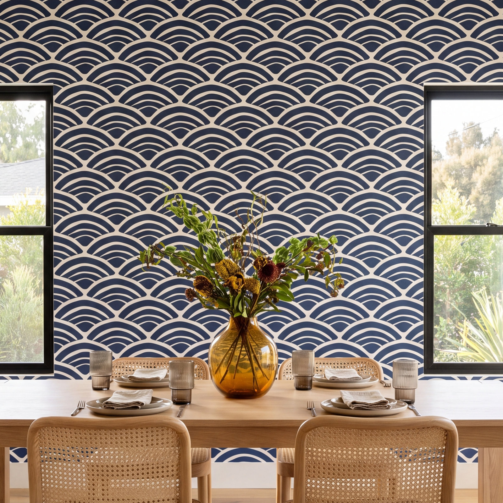 Jane Modern Peel & Stick Geometric Wallpaper, Blue