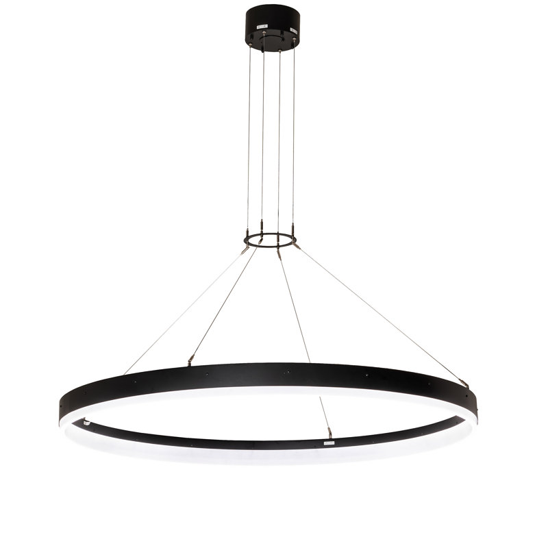 108" Textured Black LED Pendant Light with White Idalight Shade