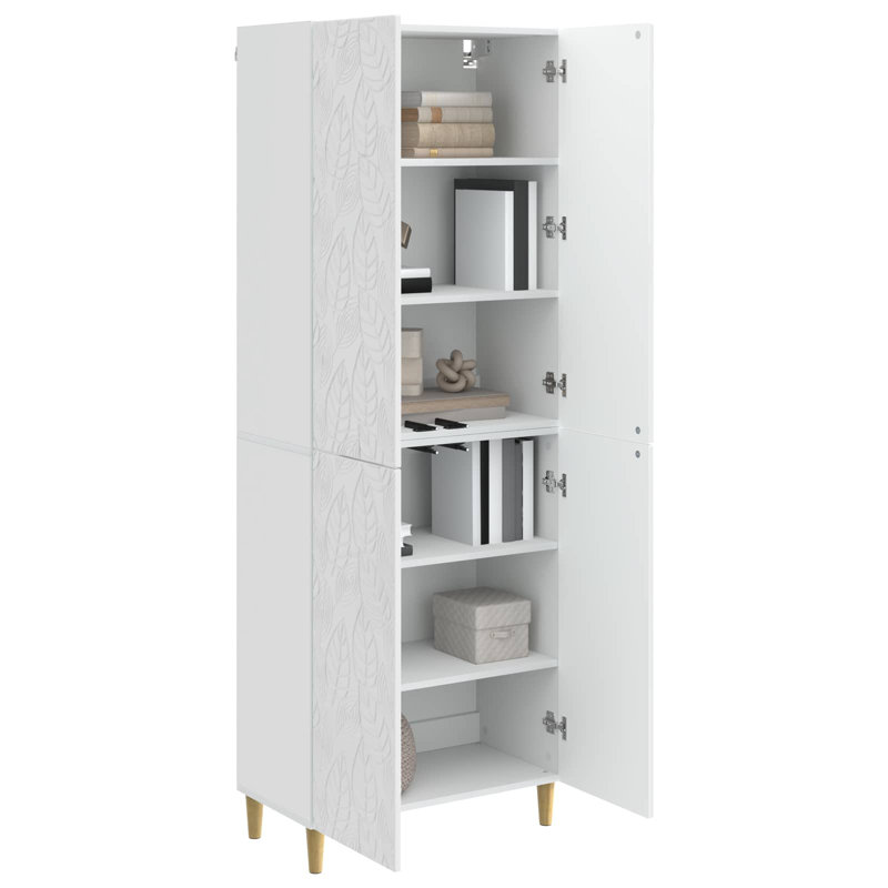 4 -Door 4 -Shelf Storage Cabinet, High Gloss White