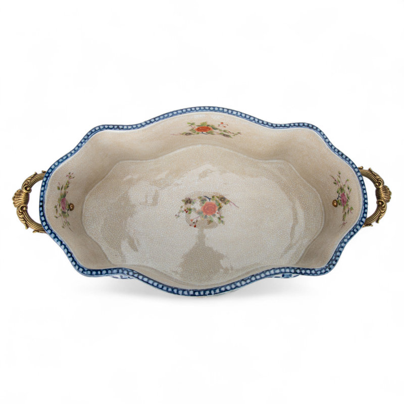 Garden Trellis Oblong Scalloped Porcelain Basin