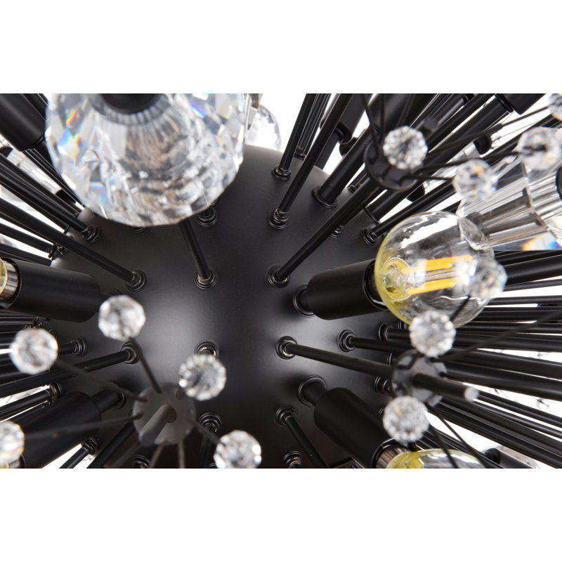 Lustre à niveaux gradués en cristal 90 lumières Behrens, Noir