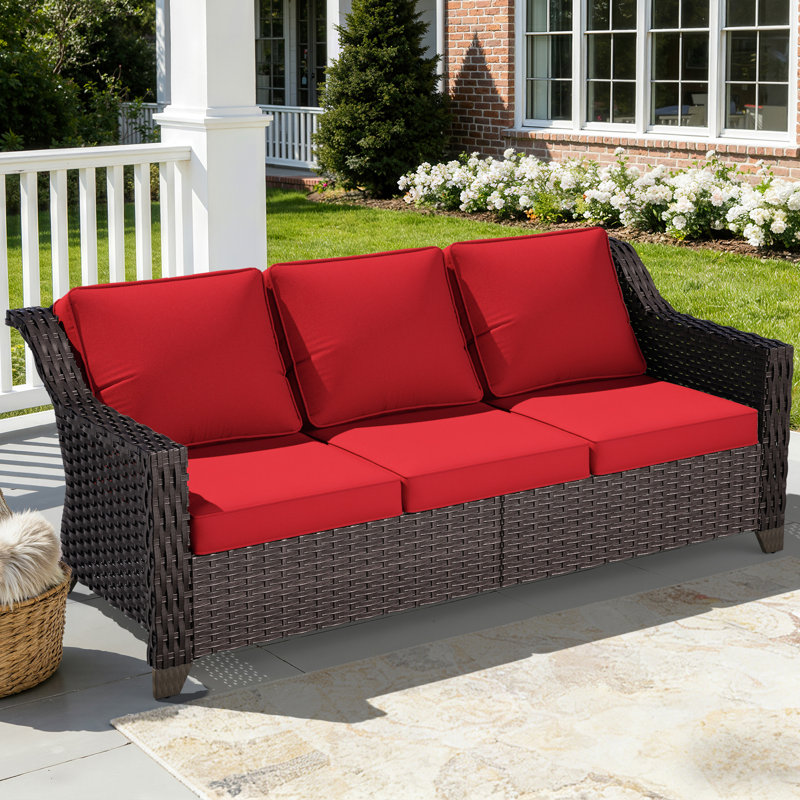 Canapé d'extérieur avec coussins 76,77 po Rivendell, Rouge