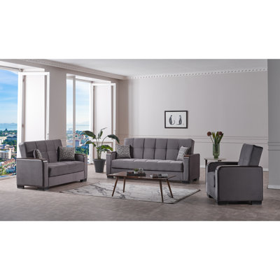 Neubauer 89 in. Fabric Upholstered 3-Seater Twin 3-in-1 Sleeper Sofa Bed with Storage