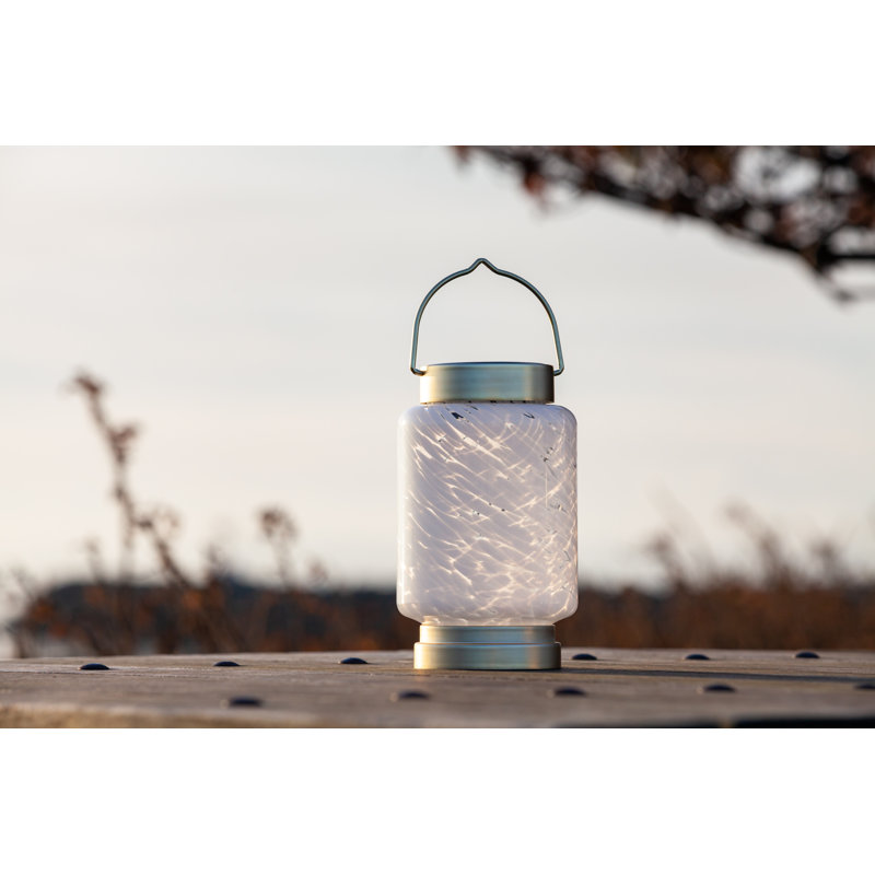 7.8'' White Glass Solar LED Outdoor Lantern