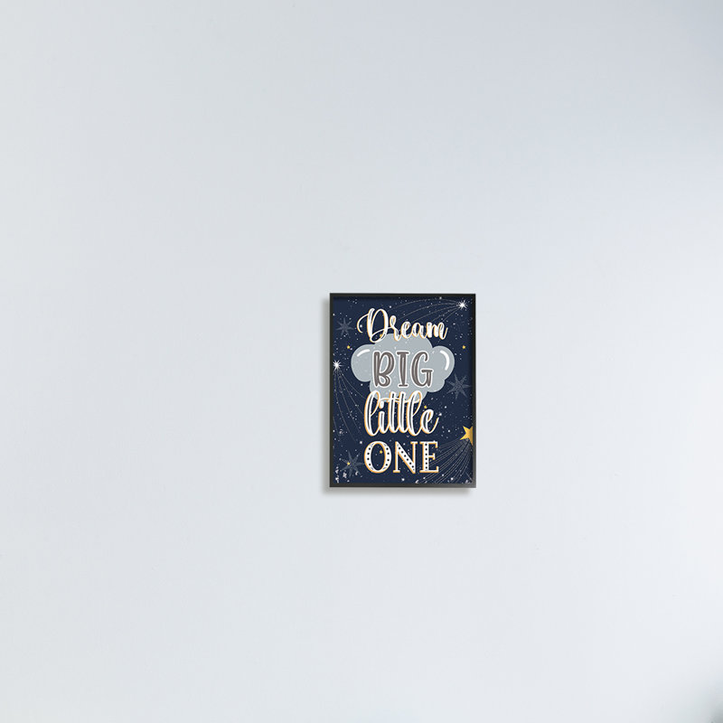 «Dream Big Little One Outer Space» - art textuel, H 20 po x l 16 po x P 1,5 po, Toile tendue